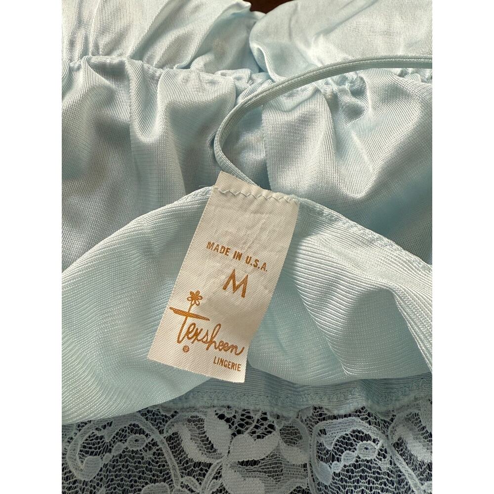 Vintage Light Blue Satin Lace Lingerie Set Medium Texsheen Cinema Etoile - Picture 8 of 16